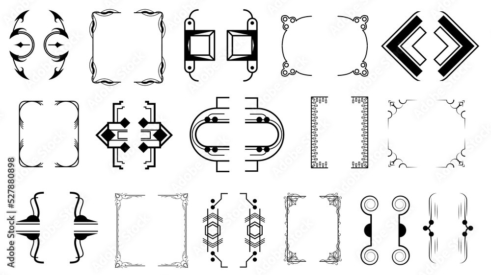 Poster set black simple line collection different doodle brackets, parentheses, braces elements vector desi