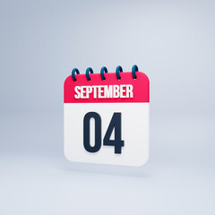 September Realistic Calendar Icon 3D Rendered September 04