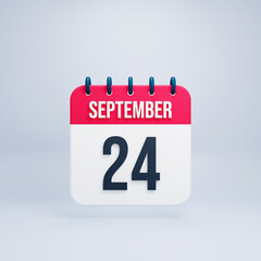 September Realistic Calendar Icon 3D Rendered September 24