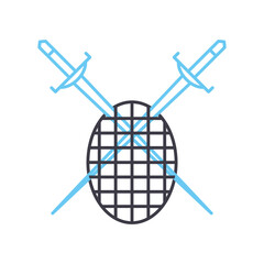 fencing sabres line icon, outline symbol, vector illustration, concept sign