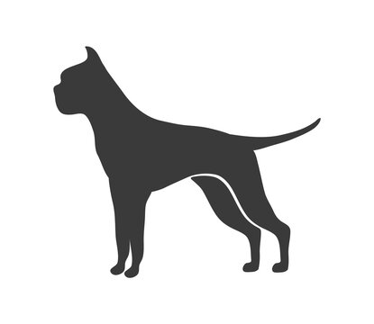 Boxer silhouette. Dog profile breed, animal vector icon