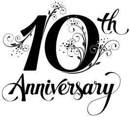 10th Anniversary - custom calligraphy text