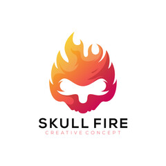 skull fire logo gradient modern
