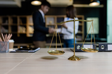 scales of justice and gavel, Concepts of Law and Legal services.