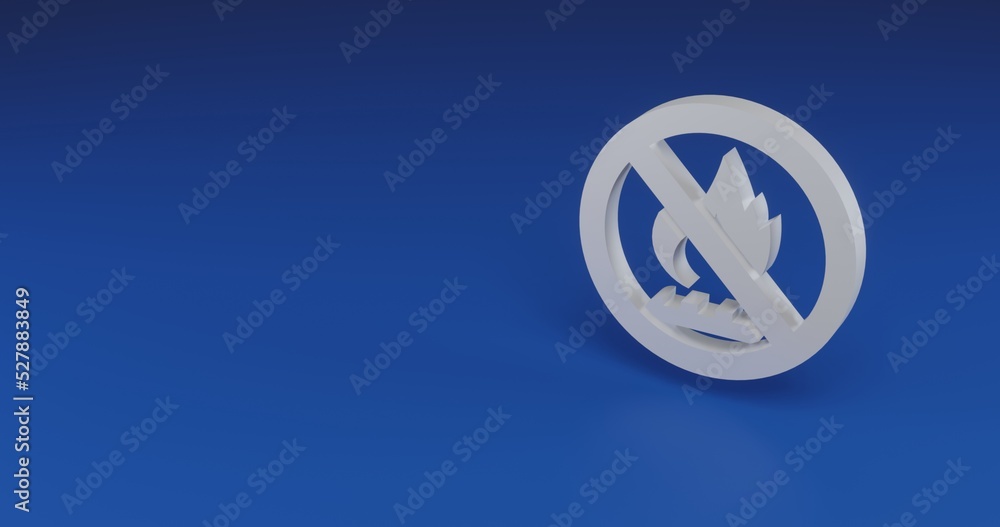 Poster isolated realistic white no gas symbol with shadow. located on the right side of the scene. 3d illus