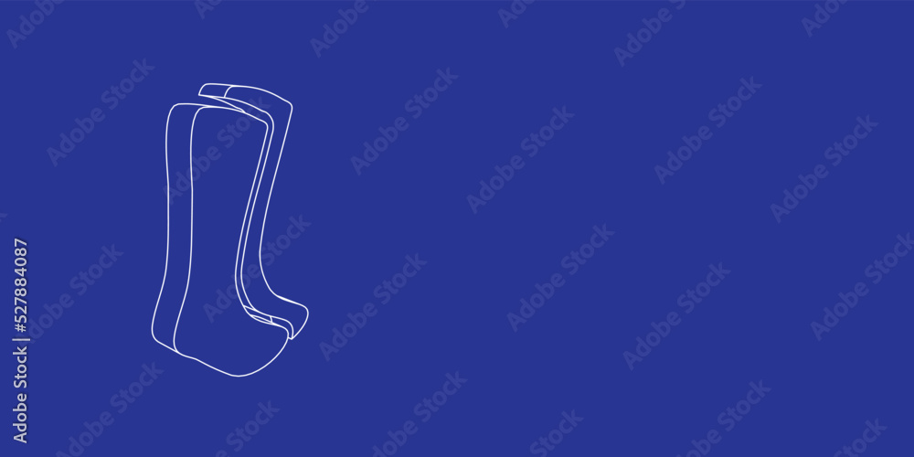 Poster the outline of a large socks symbol made of white lines on the left. 3d view of the object in perspe