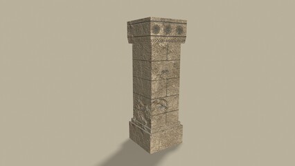 old poles isolated on the background 3d-rendering