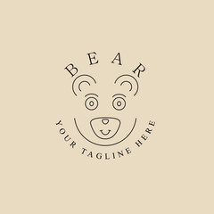 Abstract elegant bear line logo icon vector design. animal lined vector sign