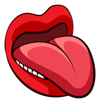 Sexy female lips with tongue out. Cartoon mouth