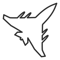 Military jet contour. Combat air plane icon