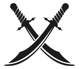 Crossed scimitar. Traditional arabic swords black icon