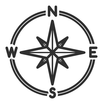Wind rose icon. World direction black line symbol