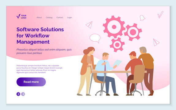 Software solutions for workflow management. Work planning, time managment, project management. Business people working with social media and meeting, optimization and business process development