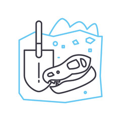 fossil bones line icon, outline symbol, vector illustration, concept sign