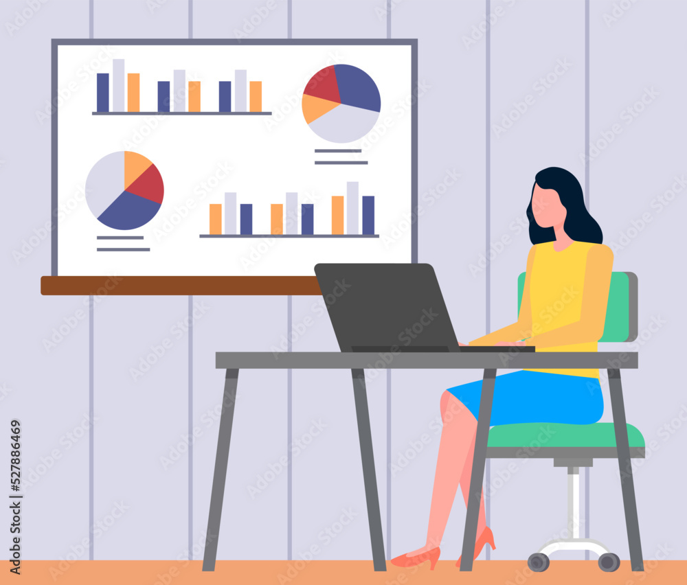 Aufkleber data analysis research statistics concept. work with statistics, strategy, business development. fem