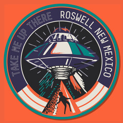 take me up there ufo kidnapped man vector illustration