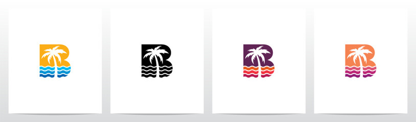 Palm Tree On Letter Logo Design B