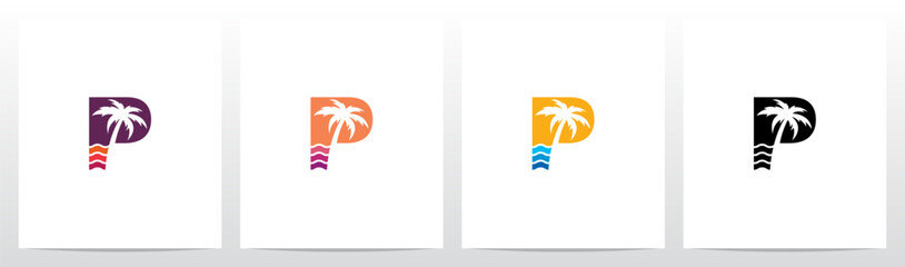 Palm Tree On Letter Logo Design P