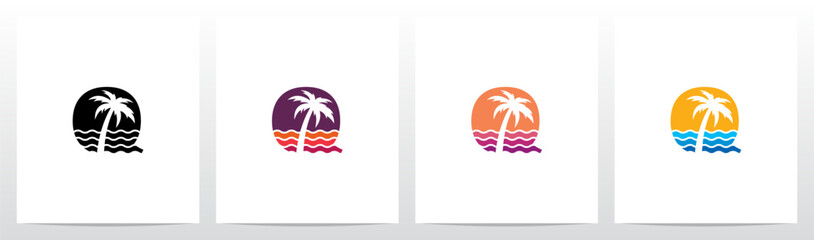 Palm Tree On Letter Logo Design Q