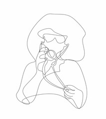 Medical doctor line art vector illustration