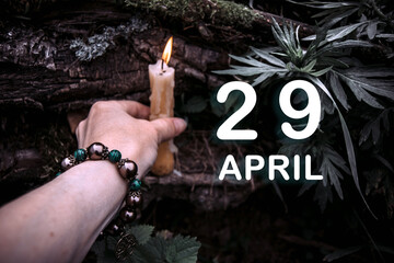 calendar date on the background of an esoteric spiritual ritual. April 29 is the twenty-ninth day...