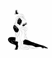 Ballerina dansing drawing poses line art