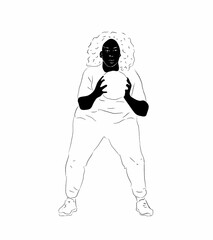 Woman going for sport, fitness drawing