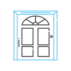 front door line icon, outline symbol, vector illustration, concept sign