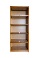 Close-up of open bamboo and wooden structure bookshelf