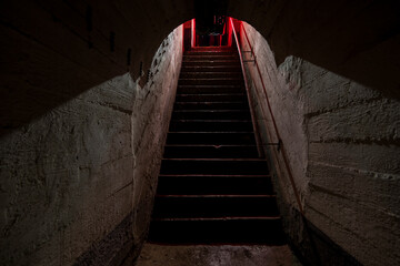 Underground tunnels of abandoned bunker