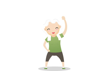 Fototapeta premium Strong Elderly woman Surrounded by Immunity Field Protecting Him and Speech Bubble.