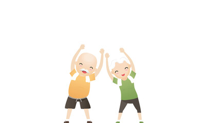Strong Elderly Surrounded by Immunity Field Protecting Him and Speech Bubble.