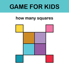 How many squares? Math game for kids. Mathematics resources for teachers and students.