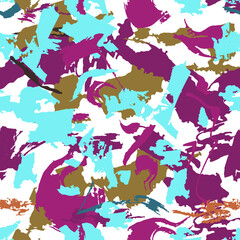 Colorful camouflage. Abstract background. Fashionable graphics. Seamless pattern. Paper wrapping pattern, fabric prints, wallpaper decor.