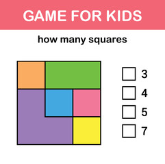 How many squares? Math game for kids