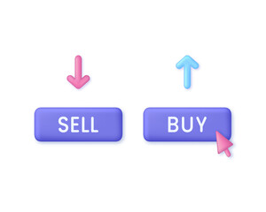 3D Sell or Buy illustration. Stock market chart. Market analytics and trading concept.