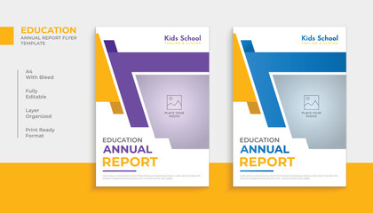 Annual report book cover or education flyer template design