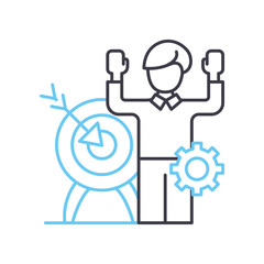 goal management line icon, outline symbol, vector illustration, concept sign