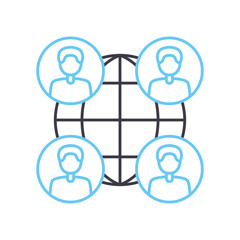 global studies line icon, outline symbol, vector illustration, concept sign