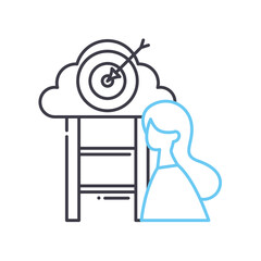 goals realization line icon, outline symbol, vector illustration, concept sign