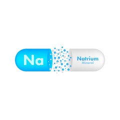 Na, Natrium blue shining pill capsule icon. Vector stock illustration