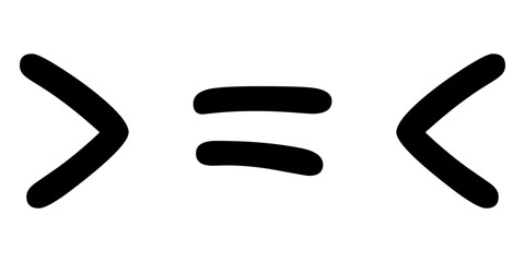 less than greater than and equal symbol in mathematics. inequality symbols - obrazy, fototapety, plakaty
