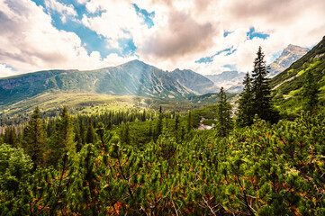 Tatra National Park in Poland. Tatra mountains panorama,  Hiking in Gasienicowa valley (Hala...