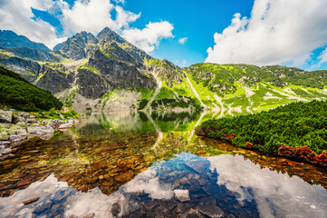 Tatra National Park in Poland. Tatra mountains panorama,  Hiking in Gasienicowa valley (Hala Gasienicowa) to Czarny Staw Gąsienicowy near Kasprowy Wierch © Zedspider