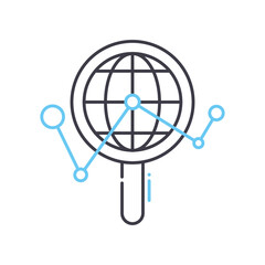 global research line icon, outline symbol, vector illustration, concept sign
