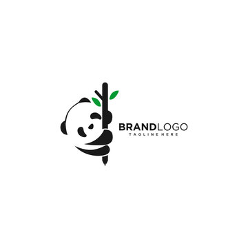 Simple abstract panda logo design free vector