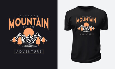 Outdoor Mountain T shirt Design Vector Graphic Illustration for Print on Demand Site and Tees Business