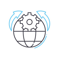 global management line icon, outline symbol, vector illustration, concept sign
