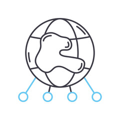 global networking line icon, outline symbol, vector illustration, concept sign