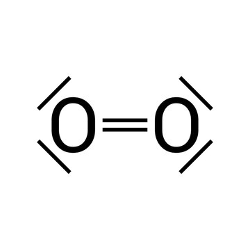 Lewis structure O2 on white background